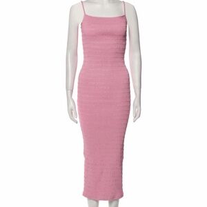 Nanushka Pink Ribbed Knit Maxi Dress
